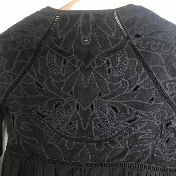 Lucky Brand ☘️ Embroidered Black blouse/jacket Folk Boho Western Indie Small. - Picture 6 of 14